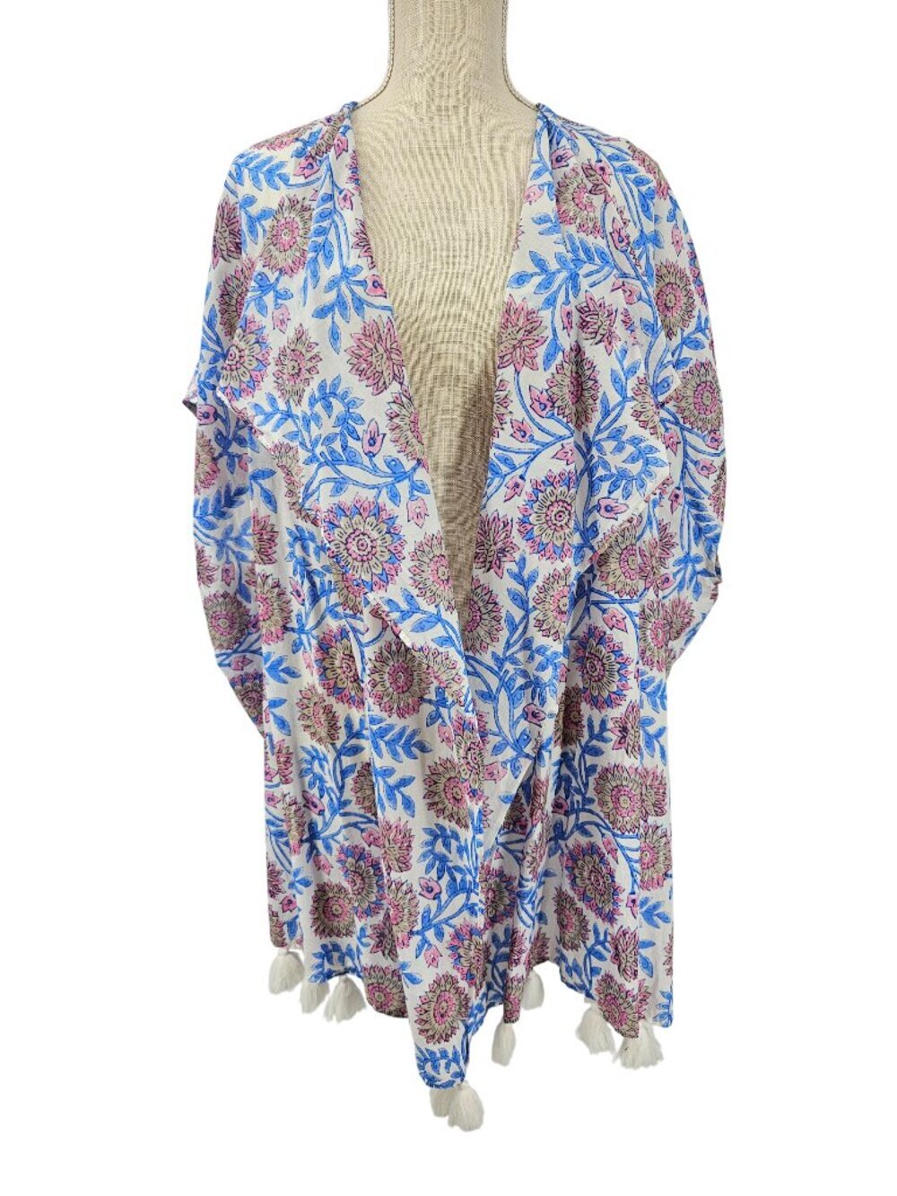 J. Crew Floral Vine Beach Poncho Cover Up Kimono Women's Size XS/S Boho Summer
